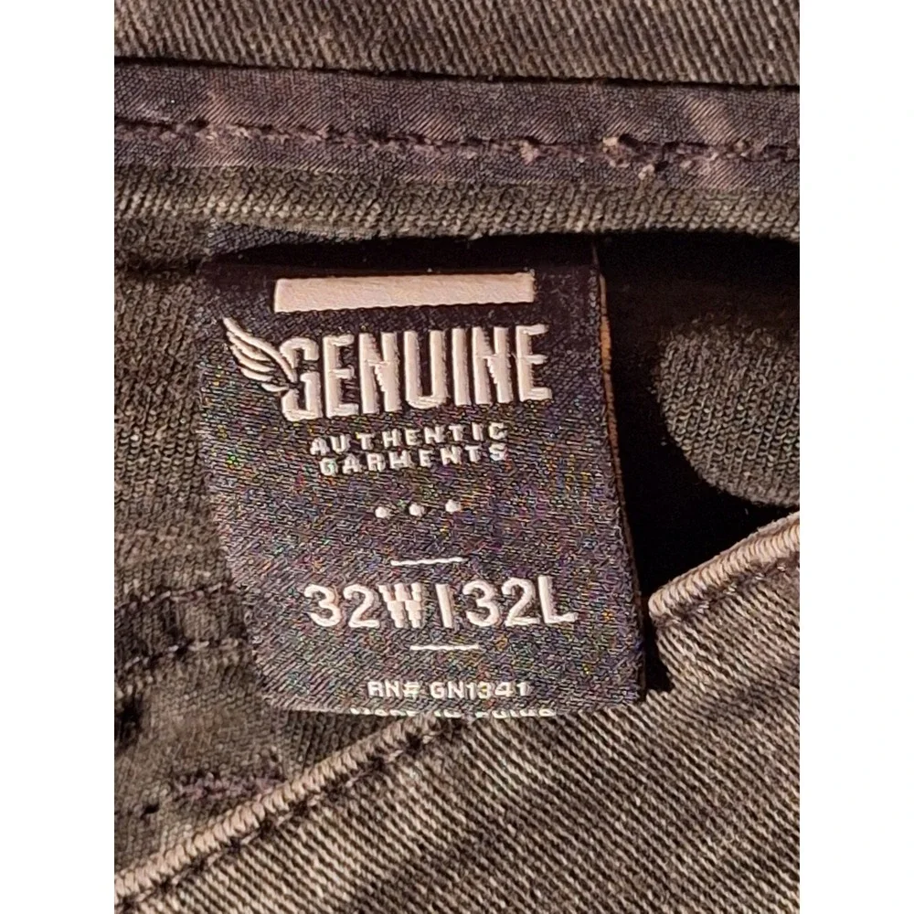 GENUINE AUTHENTIC Black Wash Jeans with Patches Slim Fit Men's 32W x 32L Grunge